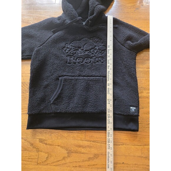 Roots Womens Medium Black Sherpa Fleece Pullover with Pockets - Picture 8 of 8